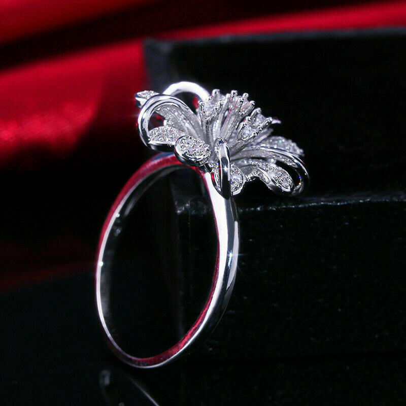 0.75 Ct Round Cut Diamond 925 Sterling Silver Floral Engagement Wedding Ring