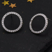 0.75 Ct Round Cut Diamond Open Circle Stud Earrings In 925 Sterling Silver