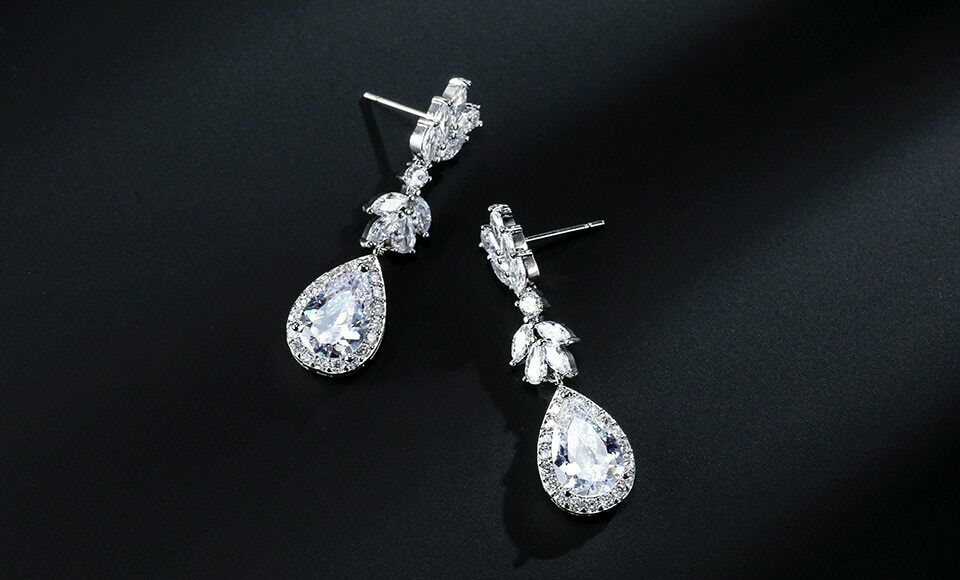 3 CT Pear Cut & Marquise Cut Diamond 925 Sterling Silver Teardrop Dangle Wedding Earrings