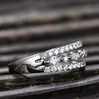 1.20 Ct Marquise & Round Cut Diamond 925 Sterling Silver Three Row Wedding Bridal Band Ring
