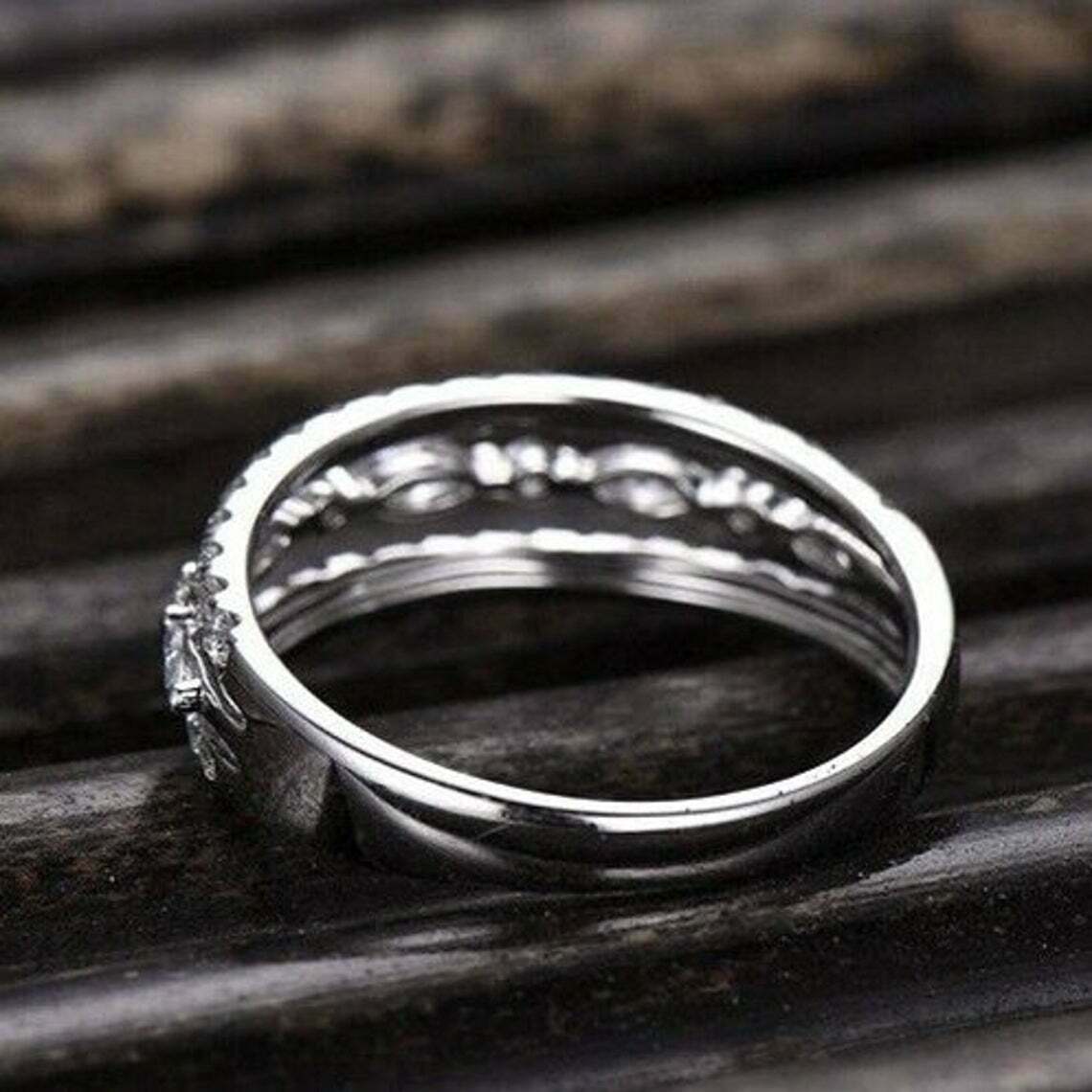 1.20 Ct Marquise & Round Cut Diamond 925 Sterling Silver Three Row Wedding Bridal Band Ring