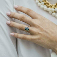 2.75 Ct Emerald Cut Green Emerald Diamond 14K Yellow Gold Over On 925 Silver Solitaire Ring