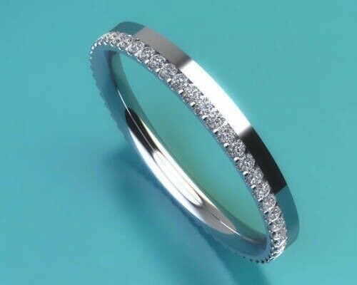 0.75 Ct Round Cut Diamond 925 Sterling Silver Engagement Wedding Eternity Band Ring