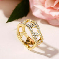 2.75 Ct Round Cut Diamond Yellow Gold Over On 925 Sterling Silver Wave Double Band Engagement Ring