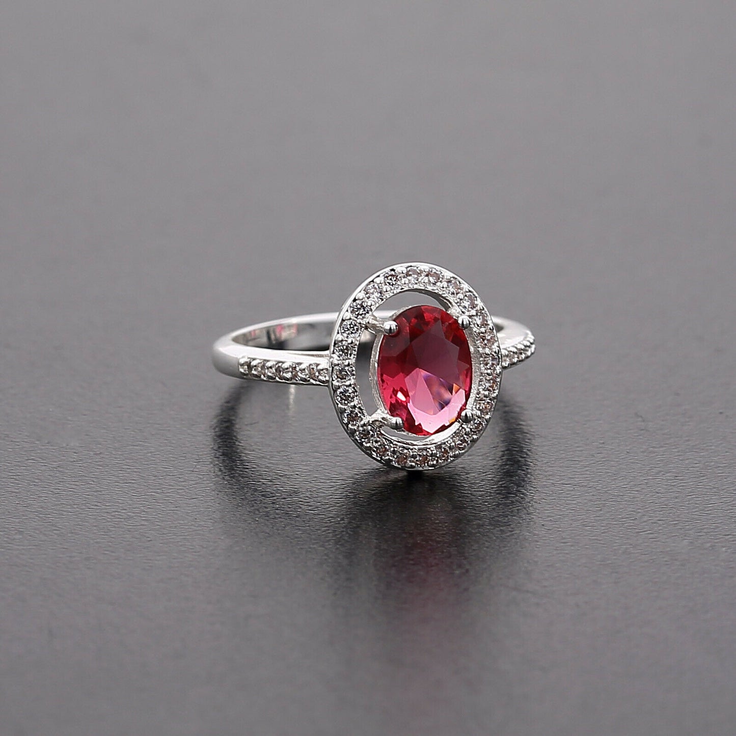 1.20 Ct Oval Cut Red Ruby Diamond 925 Sterling Silver Halo Engagement Ring