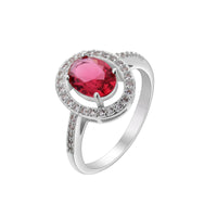 1.20 Ct Oval Cut Red Ruby Diamond 925 Sterling Silver Halo Engagement Ring