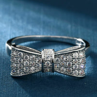 0.75 Ct Round Cut Diamond Pretty Bow Knot Promise Gift Ring In 925 Sterling Silver