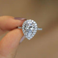 2.25 Ct Pear Cut White Gold Over On 925 Sterling Silver Halo Engagement Ring