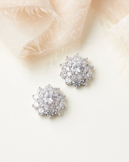 925 Sterling Silver 1.75 Ct Round Cut Diamond Gorgeous Floral Cluster Wedding Earrings