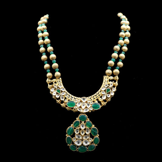 A Dash Of Green in Triveni Classic Kundan Necklace 925 Sterling Silver