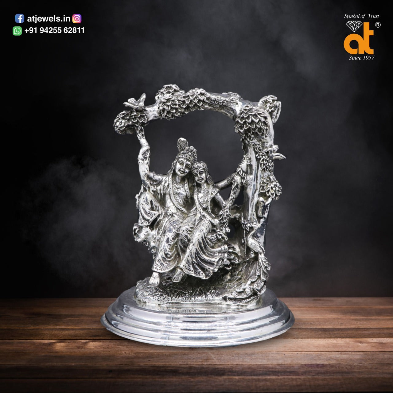 Exclusive Antique Beautiful Silver Radha Krishna Murti