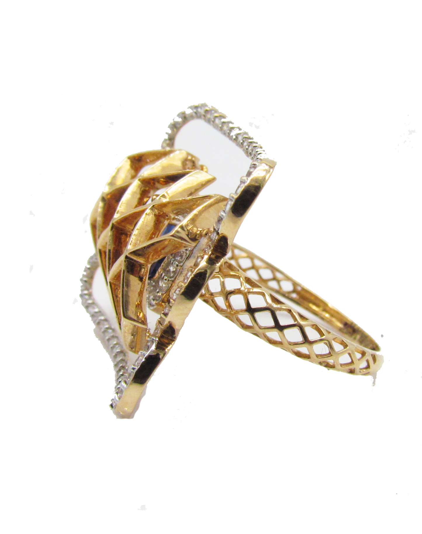 Blue Stone Design Rose Gold Ring