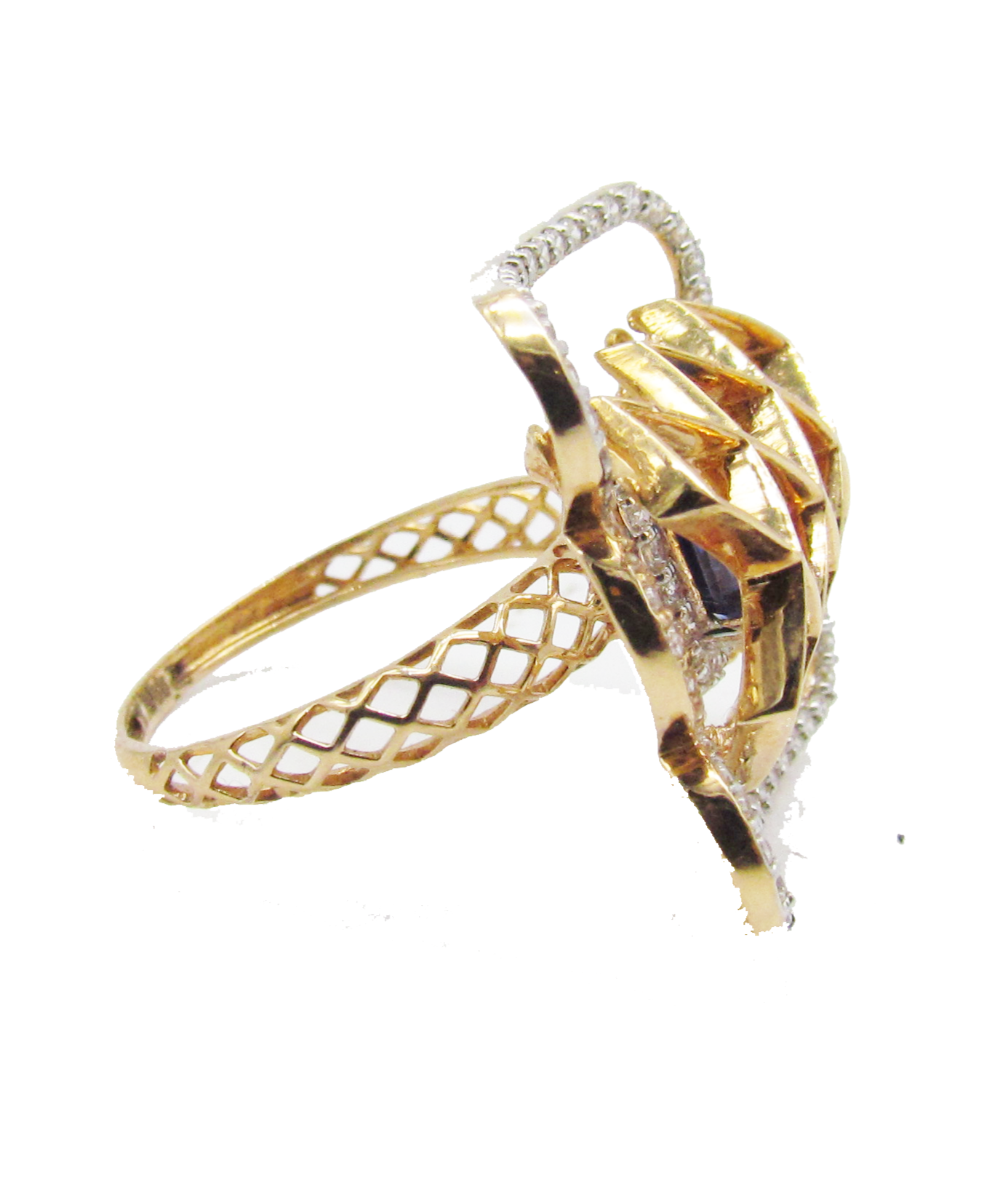 Blue Stone Design Rose Gold Ring