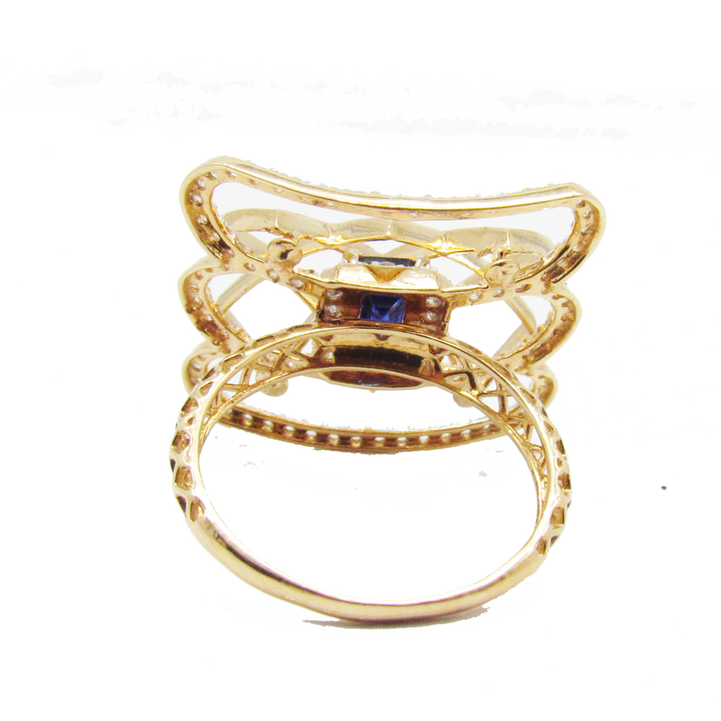 Blue Stone Design Rose Gold Ring