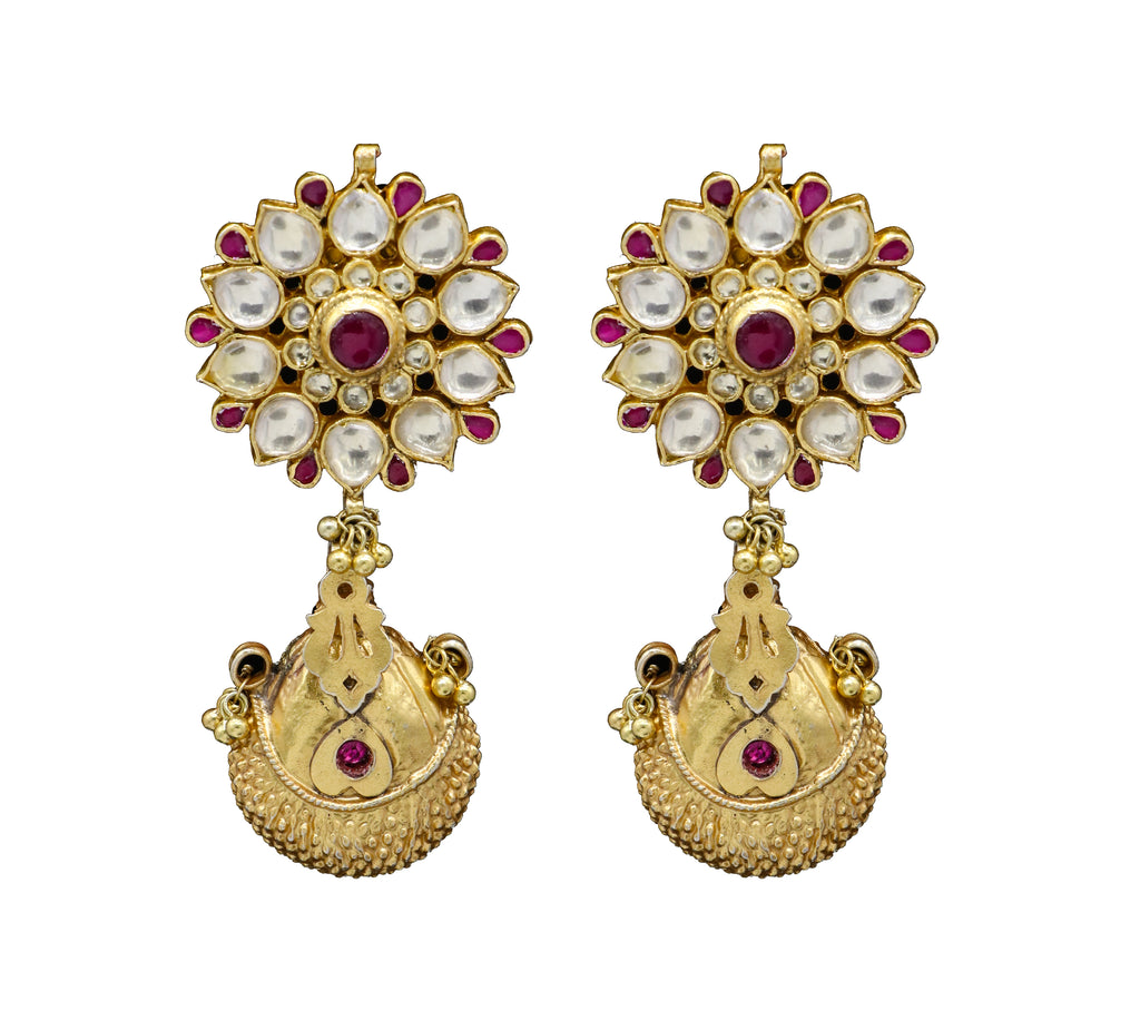 Gold Finish Handcrafted Sterling Silver Triveni Collection  Earring