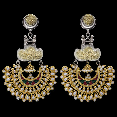 Triveni Sterling Silver Bridal Hanging Earring