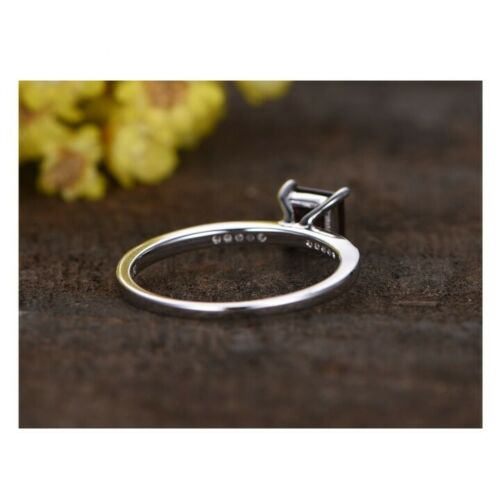 1 Ct Princess Cut Red Garnet Diamond 925 Sterling Silver Solitaire W/Accents Promise Ring