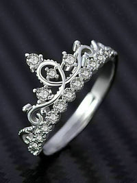 0.50 Ct Round Cut Diamond 925 Sterling Silver Princess Crown Style Engagement Wedding Ring