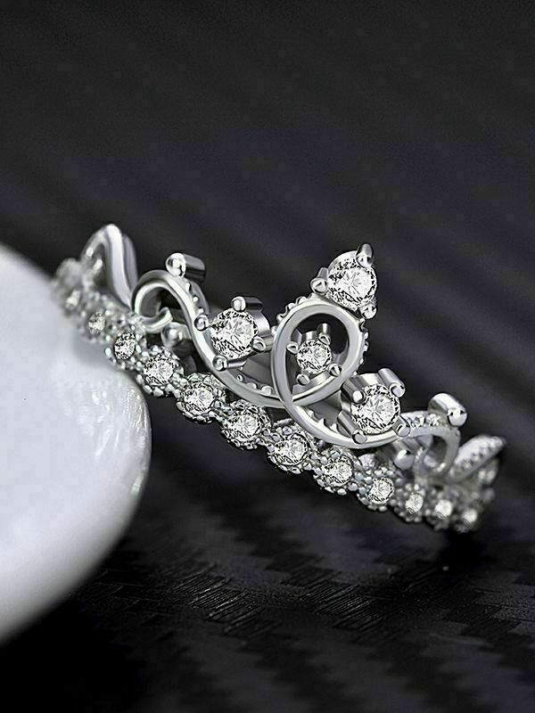 0.50 Ct Round Cut Diamond 925 Sterling Silver Princess Crown Style Engagement Wedding Ring