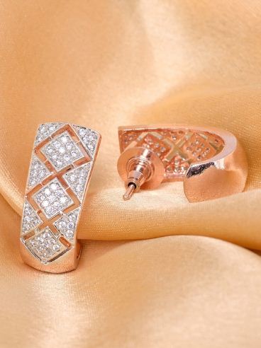 0.75 Ct Round Cut White Diamond Rose Gold Over On 925 Sterling Silver Push Back Stud Earrings