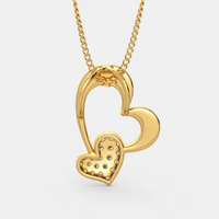 0.50 Ct Round Cut Diamond Yellow Gold Over On 925 Sterling Silver Double Heart Pendant