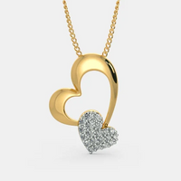 0.50 Ct Round Cut Diamond Yellow Gold Over On 925 Sterling Silver Double Heart Pendant