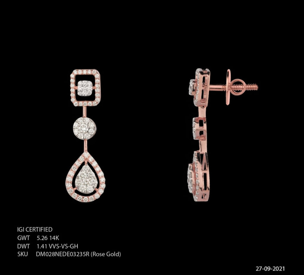 Rose Gold Diamond dangle earrings