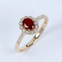 1 CT Oval Cut Ruby Diamond 925 Sterling Silver Halo Wedding Ring Jewelry For Women
