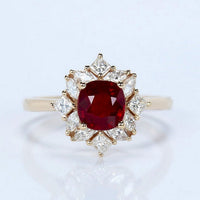 1.2 CT Cushion Cut Ruby Diamond Rose Gold Over On 925 Sterling Silver Engagement Ring