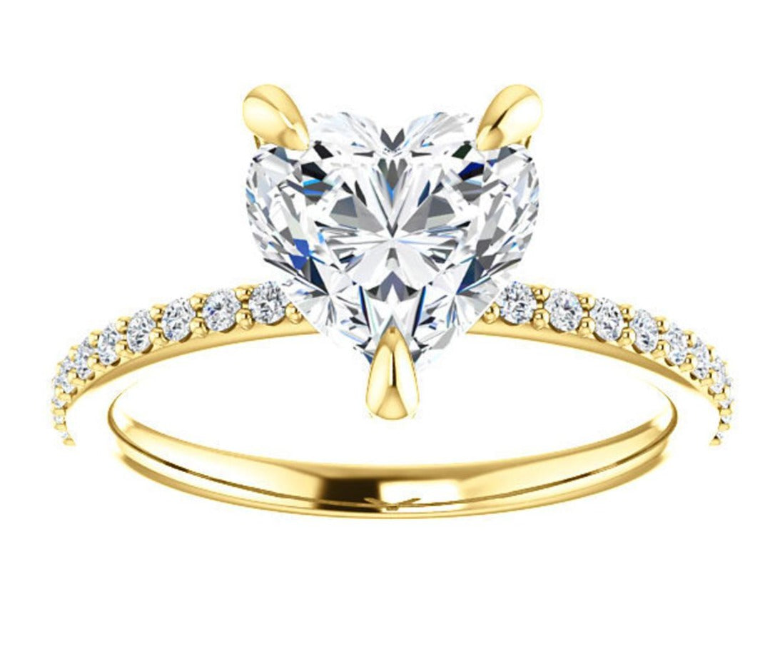2 CT Heart Cut Diamond 925 Sterling Silver Unisex Anniversary promise Ring