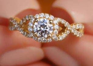 1 CT Round Cut Diamond 925 Sterling Silver Women Engagement Halo Ring