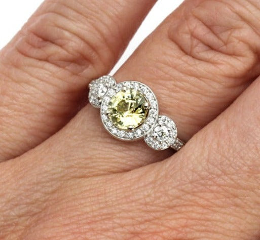 2 CT Round Cut Yellow Citrine Diamond 925 Sterling Silver Unisex Anniversary Halo Ring