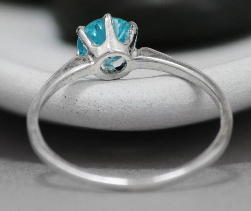 1 CT Round Cut Blue Topaz 925 Sterling Silver Women Solitaire Engagement Ring Gift For Her