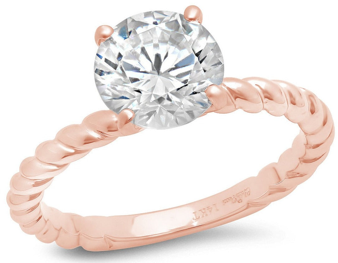 2 CT Round Cut Diamond 925 Sterling Silver Women Anniversary Solitaire Band Ring