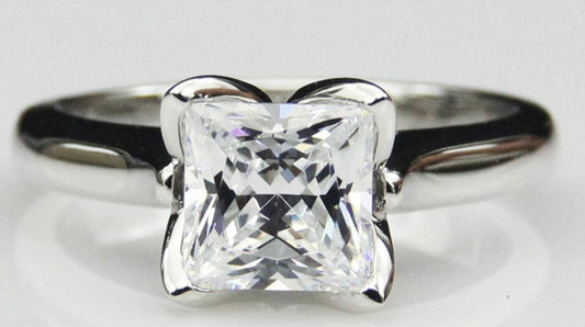 1 CT Princess Cut Diamond 925 Sterling Sliver Women Engagement Solitaire Promise Ring