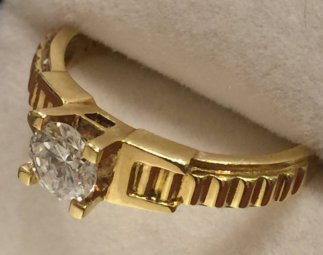 0.45 CT Round Cut Diamond 14K Yellow Gold Over 925 Sterling Silver Women Solitaire Anniversary Ring