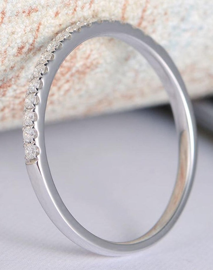 0.15 CT Round Cut Diamond 925 Sterling Silver Band Women Engagement Promise Ring