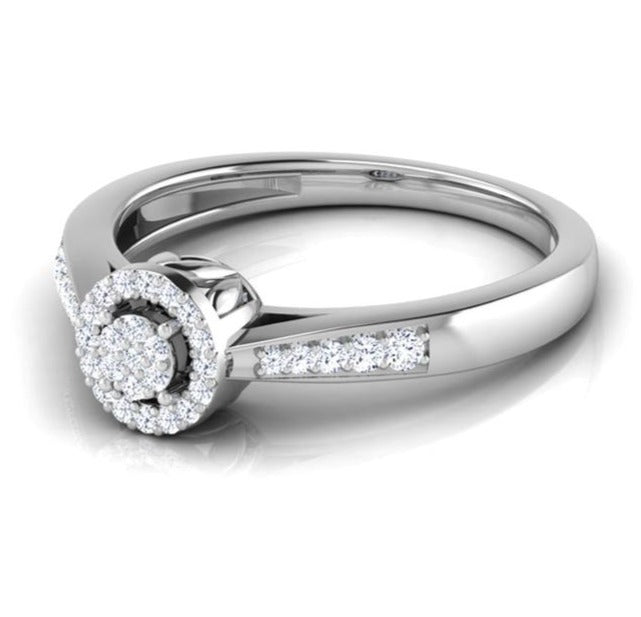 0.13 CT 925 Sterling Silver Round Cut Diamond Engagement Wedding Ring