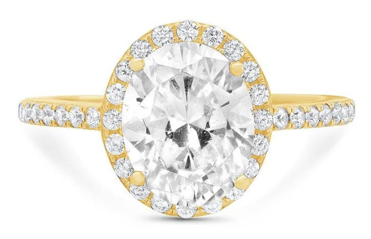 CT Oval Cut Diamond Yellow Gold Over 925 Sterling Sliver Women Engagement  Promise Band Halo Ring