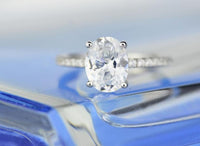 2 CT 925 Sterling Silver Oval Cut Diamond Engagement Solitaire Ring