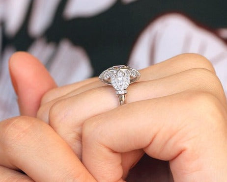 1 CT 925 Sterling Silver Cushion Cut Diamond Women Anniversary Ring