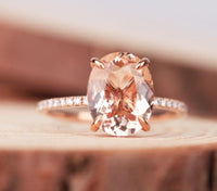 2 CT 925 Sterling Silver Oval Cut Pink Morganite Diamond Women Solitaire Ring
