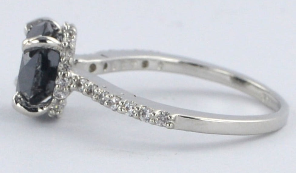 2 CT Round Cut Black Cubic Zirconia Diamond 925 Sterling Silver Engagement Solitaire Ring