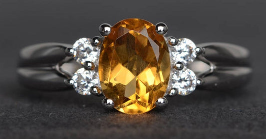 2 CT Oval Cut Yellow Citrine Diamond 925 Sterling Sliver Women Anniversary Ring Birthday Gift For