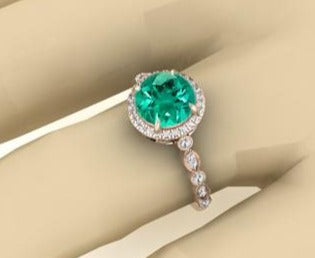 2 CT Round Cut Green Emerald Diamond 925 Sterling Silver Engagement Birthday Ring Gift For Her - atjewels.in