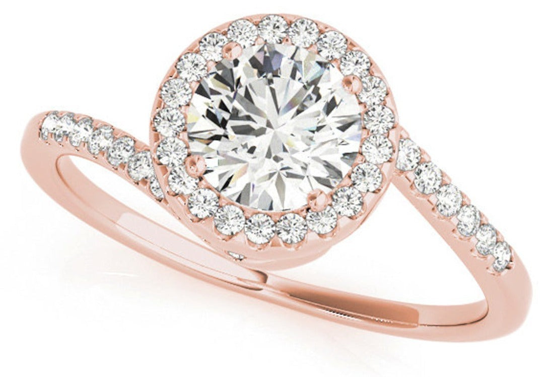 1 CT Round Cut Diamond 14K Rose Gold Over 925 Sterling Silver Women Halo Engagement Ring - atjewels.in