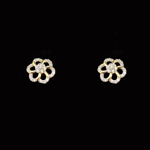 Sparkling Floral 18K Gold  Diamond Stud Earrings