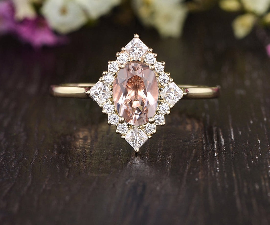3 CT Oval Cut Diamond 925 Sterling Silver Princess Moissanite Halo Engagement Ring