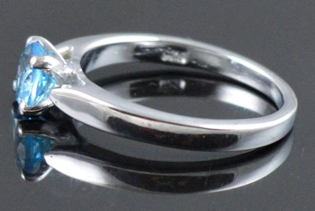 1 CT Round Cut Blue Topaz White Gold Over 925 Sterling Sliver Women Anniversary Promise Ring
