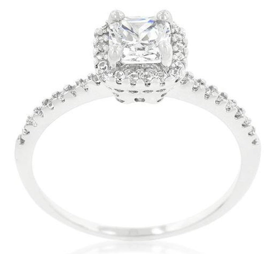 1 CT Princess Cut Diamond 925 Sterling Sliver Women Anniversary Halo Promise Ring